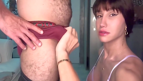 Shy brunette tranny gets fucked really hard in her hole