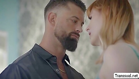 Redheaded tgirl and her new boyfriend have awesome sex