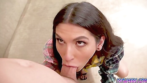 Brunette with a big ass giving her pussy and ass to the guy