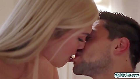 Hot blonde trans girl has a huge dick in her ass and pussy