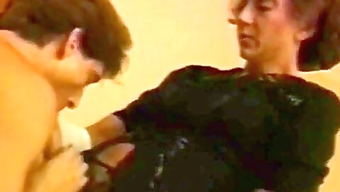 Bareback fucking in vintage anal movie with cum shot