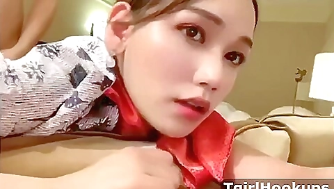 Asian maid with natural breasts gets fucked by her boss