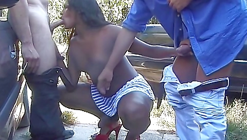 Hot tropical sex with all natural transfolk in threesome