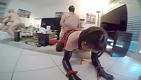 Mature amateur brunette has anal sex with a big cock