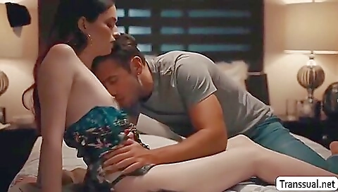 Step-father and bestie share the bed with brunette stepsis