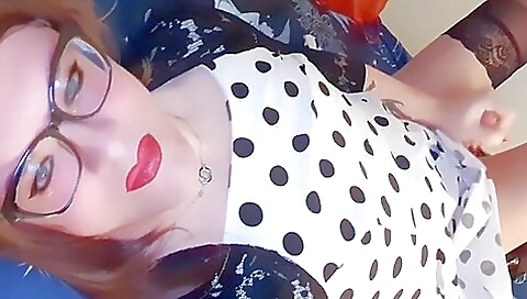 Slutty amateur with red hair masturbates in front of the camera