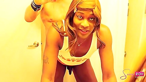 Black lingerie bareback video with a dude fucking a red chick