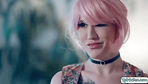 Red-haired brunette gets her tight pussy fucked hard